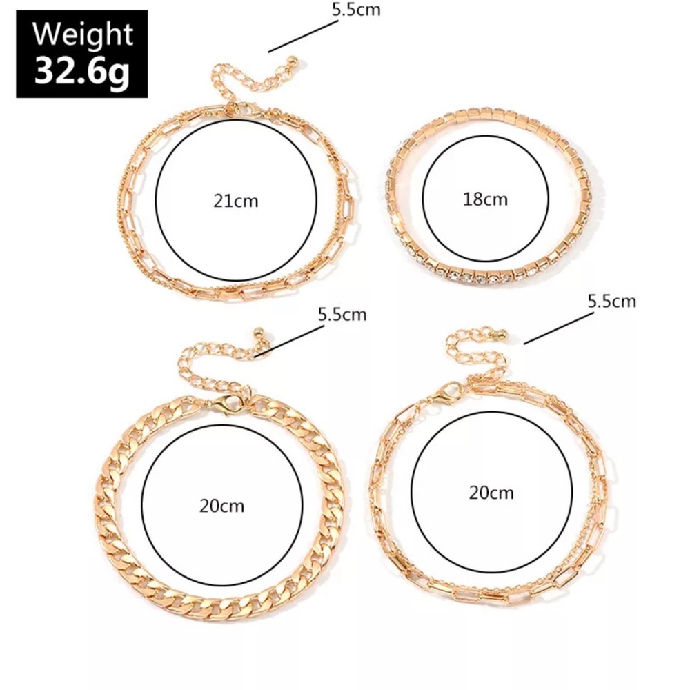 Gold Chain & Rhinestone Anklet Set - Picture 6 of 6